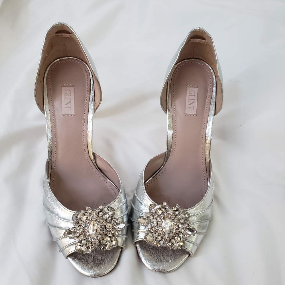 Glint Silver with Rhinestone Bridal Heels